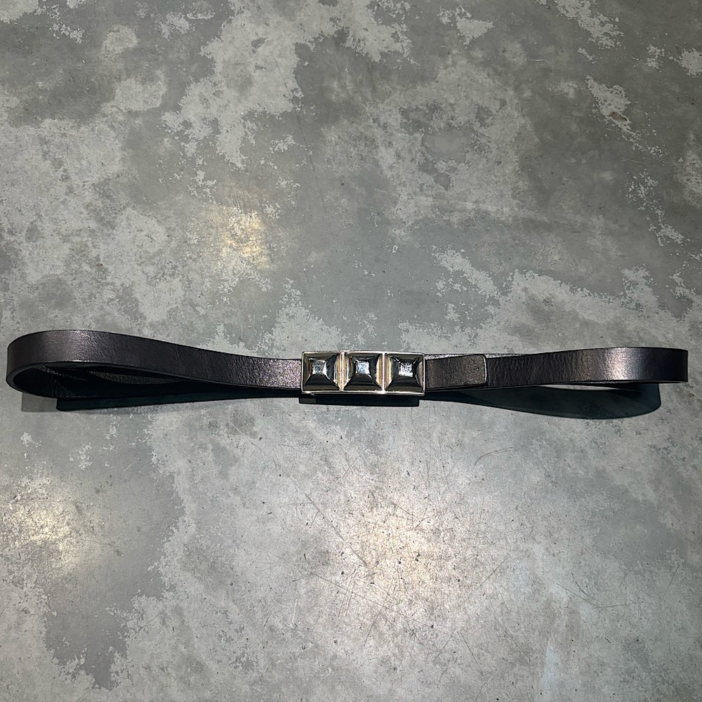 Orciani Silver Stud Skinny Leather Belt